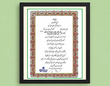 تقدیرنامه از موسسه خیریه توانبخشی معلولین ذهنی تهران
