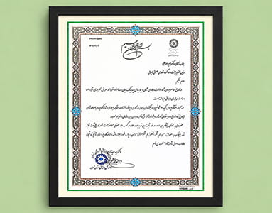 تقدیرنامه از اداره کل بهزیستی استان تهران